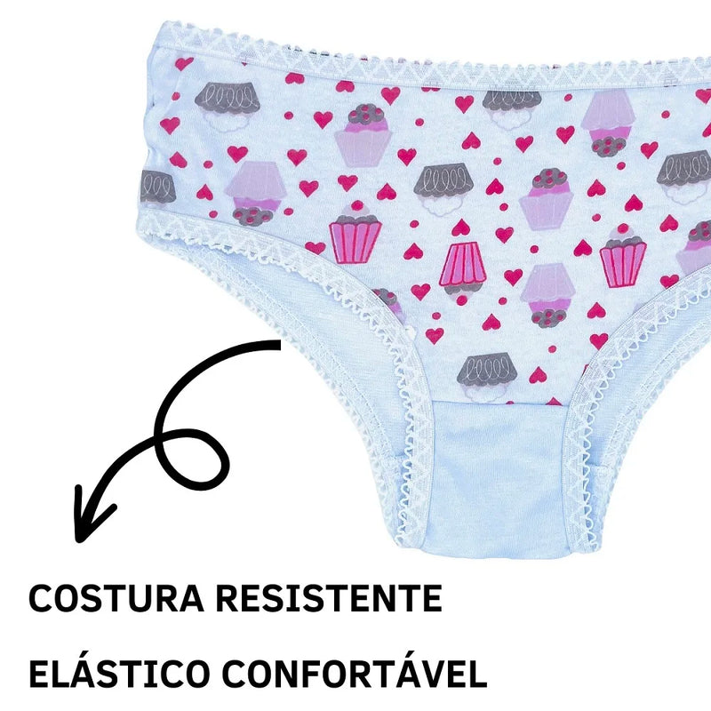 Conjunto de 10 Calcinhas Infantis Coloridas