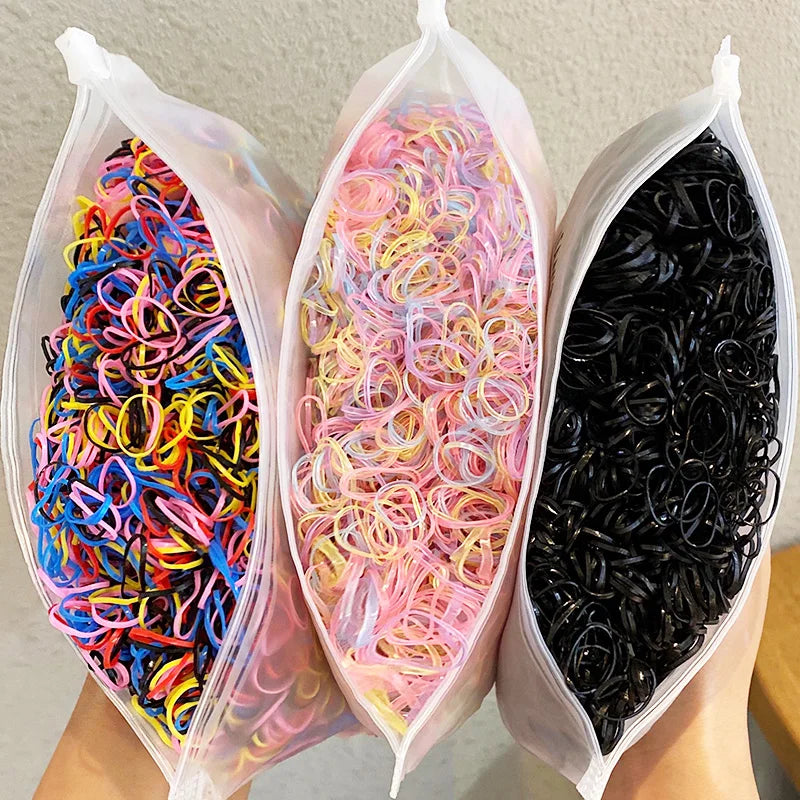 Pacote com 1000 elásticos coloridos para meninas Ideais para rabos de cavalo e penteados práticos e confortáveis