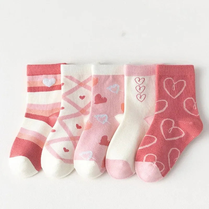 Conjunto com 5 Pares de Meias Infantil de Cano Médio