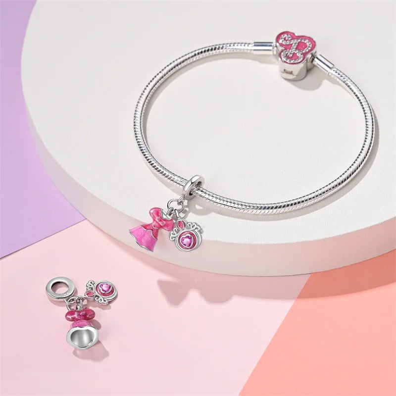 Charms de Prata 925 com Zirconia para Braceletes Qikaola