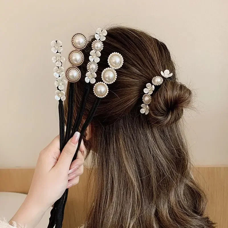 Fazedor de Penteado Elegante com Flor de Pérola