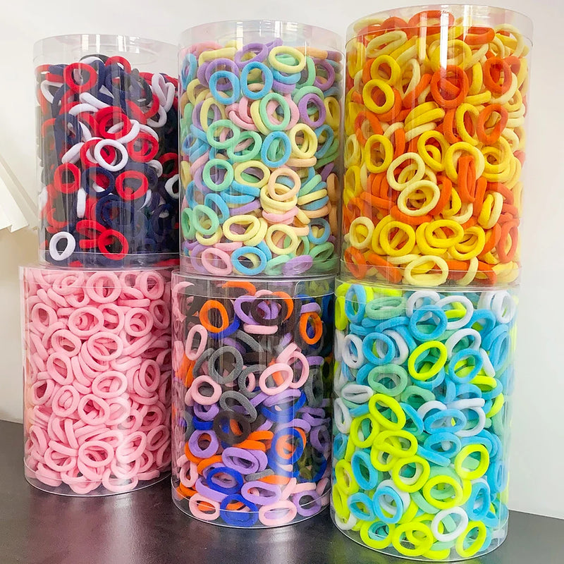 Conjunto 50/100/300 Pçs Bandas Elásticas para Cabelo Infantil