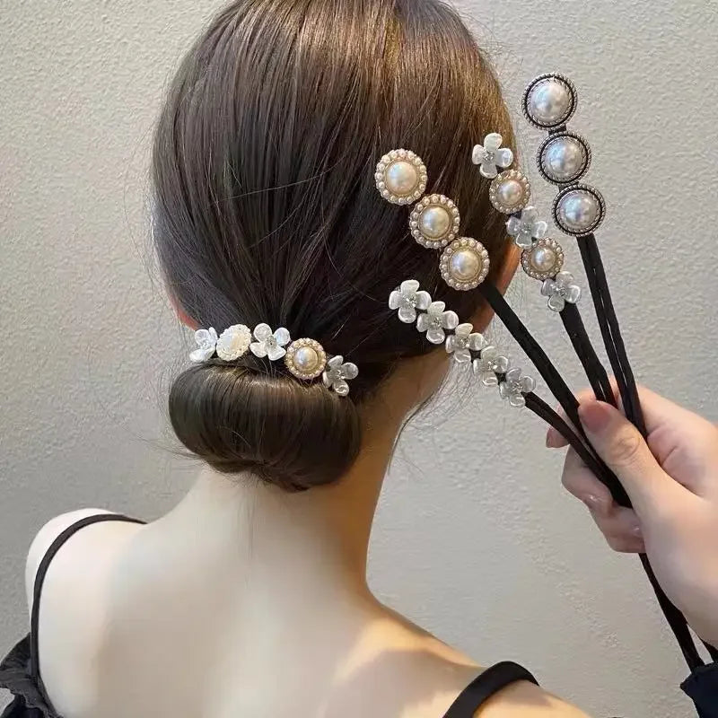 Fazedor de Penteado Elegante com Flor de Pérola