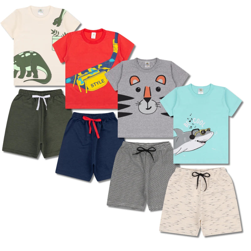 Kit Infantil para Meninos - 10 Peças (5 Camisetas + 5 Bermudas)