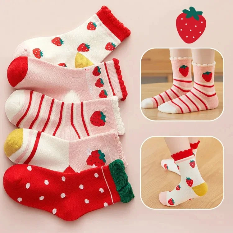 Conjunto com 5 Pares de Meias Infantil de Cano Médio