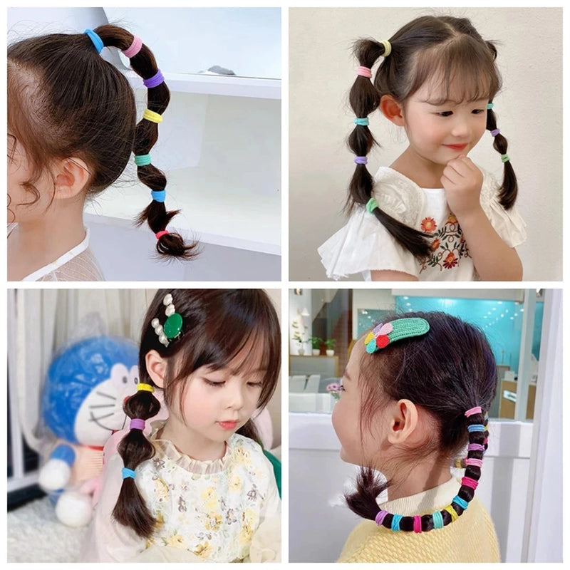 Conjunto 50/100/300 Pçs Bandas Elásticas para Cabelo Infantil