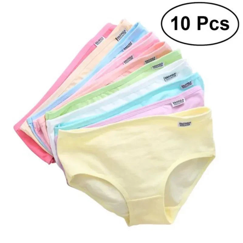 Conjunto com 10 Peças de Calcinha para Adolescentes e Crianças - Roupas Íntimas para Meninas de 10 a 16 Anos