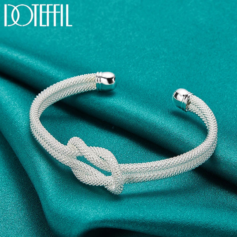 Pulseira Bangle de Prata Esterlina 925 com Teia Entrelaçada